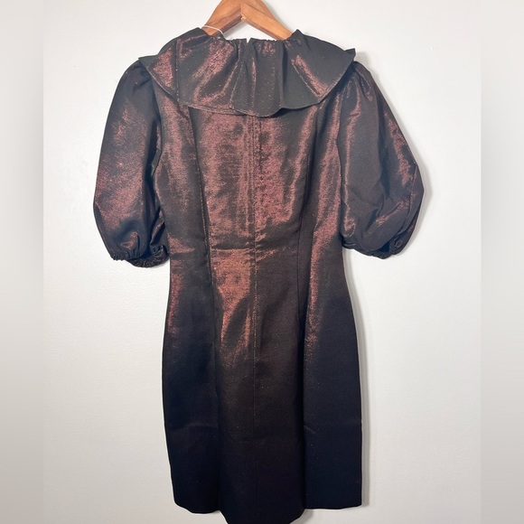 New Aligne Co. Anthropologie shiny Gara Rust black lurex mini dress - Picture 5 of 7